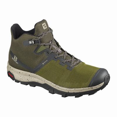 Salomon OUTLINE PRISM MID GORE-TEX - Miesten Vaelluskengät - Oliivinvihreä/Mustat